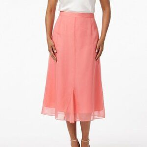 Vintage Terry Lewis Classic Luxuries 100% Silk Pink Midi Skirt Lined Large